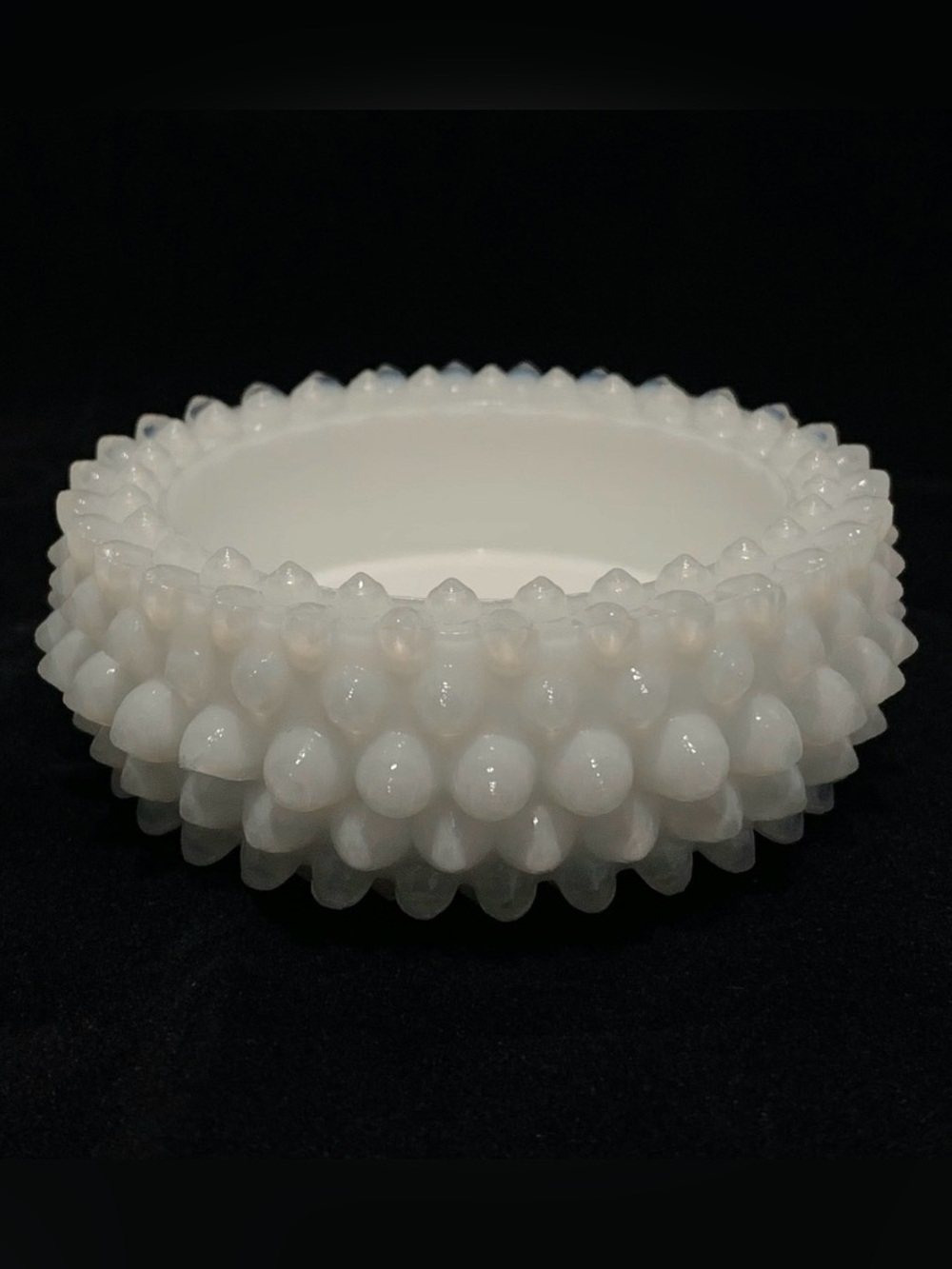 White Opalescent Hobnail Milk Glass Salt Cellar - Picture 3 of 8